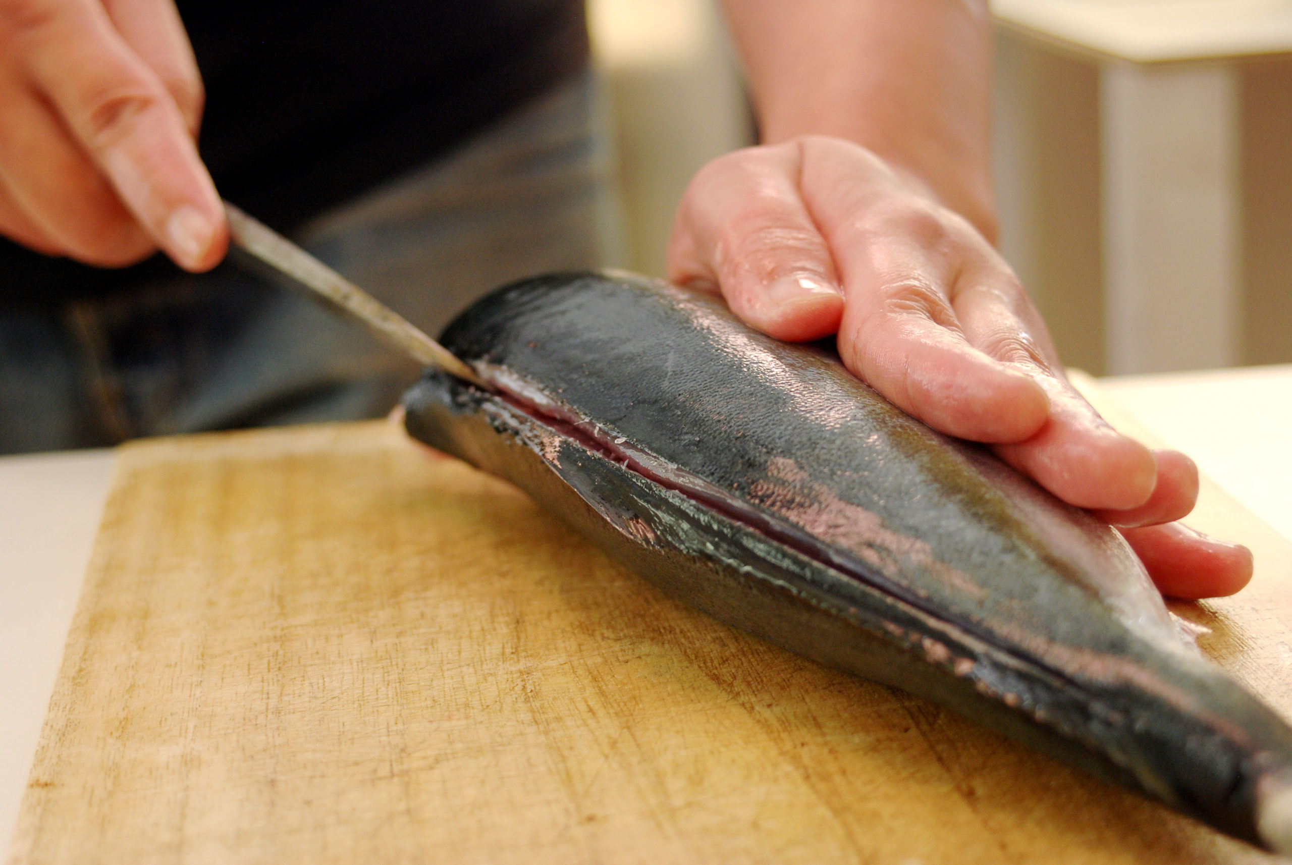 魚の三枚おろし_包丁の入れ方_背骨